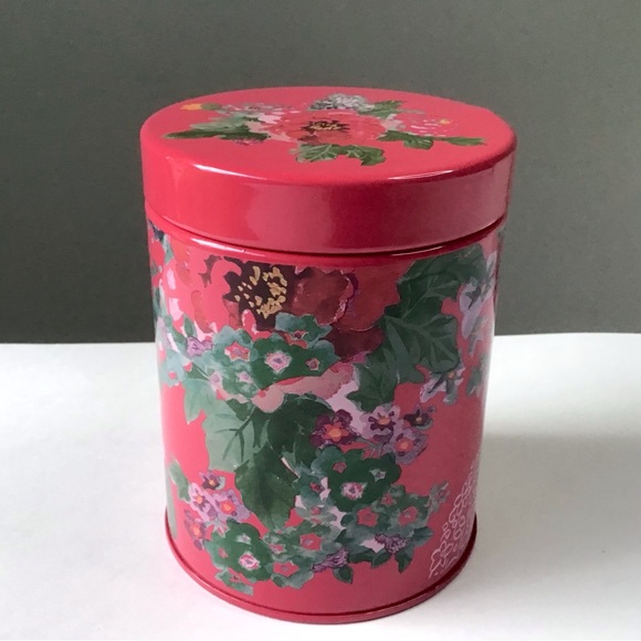 Pioneer Woman Canister Tin W/Lid Country Garden Red Floral Storage Container 5.5 - Picture 5 of 10